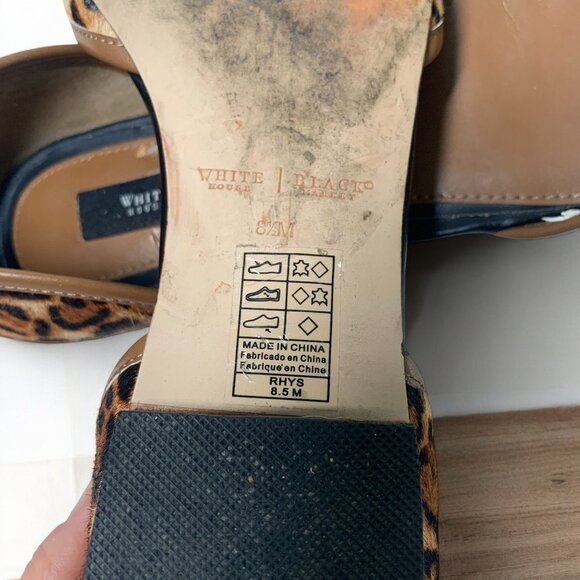 White House Black Market Rhys Leopard Print D'Orsay Leather Ballet Flats Sz 8.5 - Picture 9 of 10